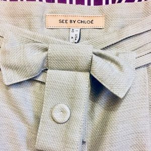 See by Chloe grey silver pleated skirt w bow SZ 4